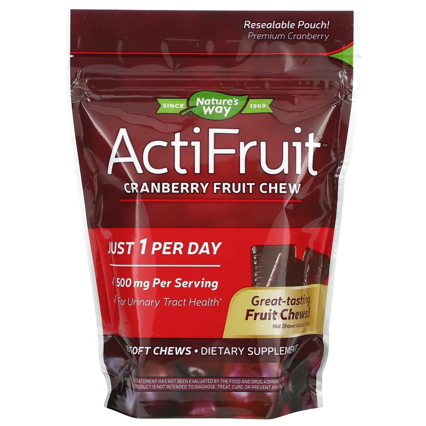 ActiFruit, Cranberry Fruit Chew, 500 mg, 20 Soft Chews by Nature's Way