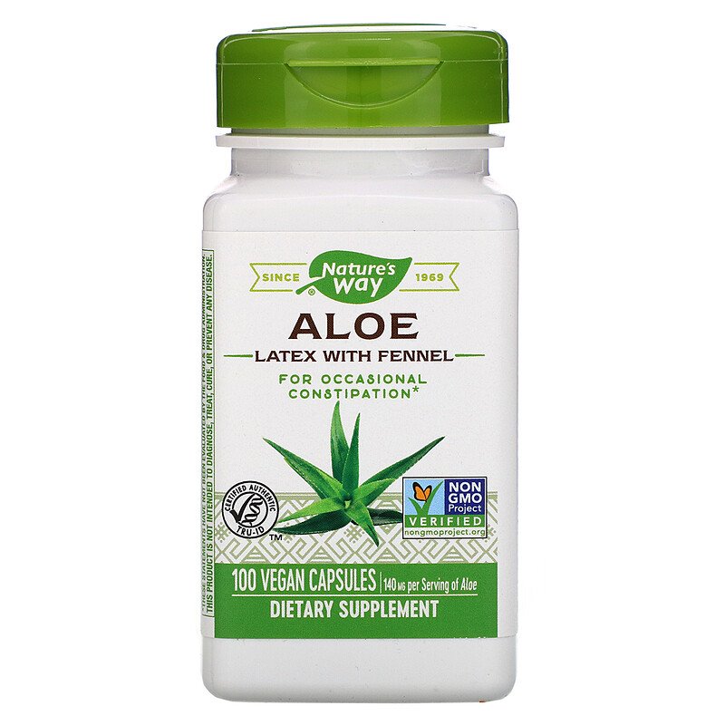 Aloe Latex With Fennel 140 mg 100 Vegetarian Capsules by Nature's Way