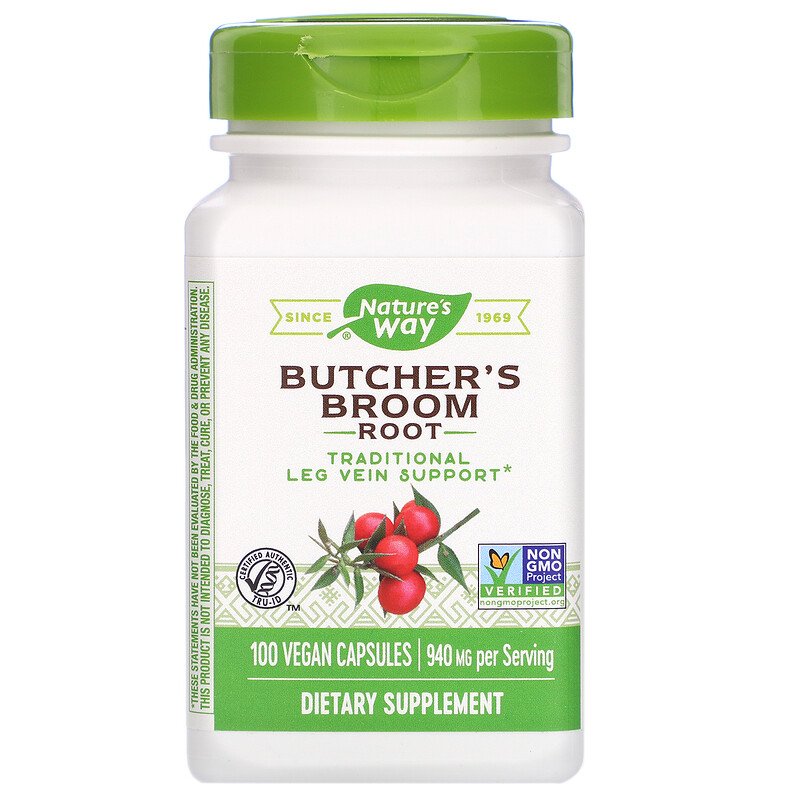 Butcher's Broom 470 mg 100 Vegetarian Capsules by Nature's Way