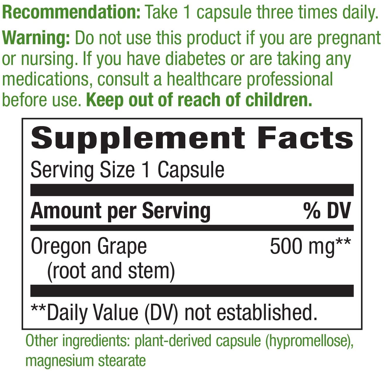 Oregon Grape Root 500 mg 90 Vegetarian Capsules by Nature's Way