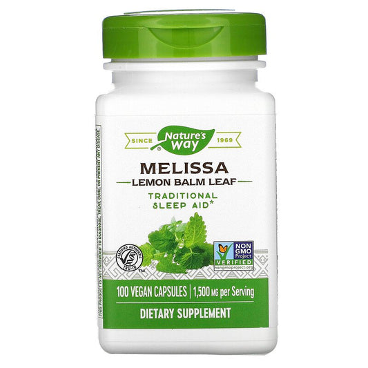 Melissa Lemon Balm Leaf 500 mg 100 Vegetarian Capsules by Nature's Way