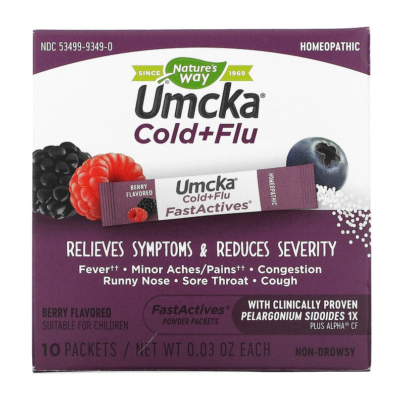 Umcka FastActives Cold+Flu Relief Berry Flavor 10 Packets by Nature's Way