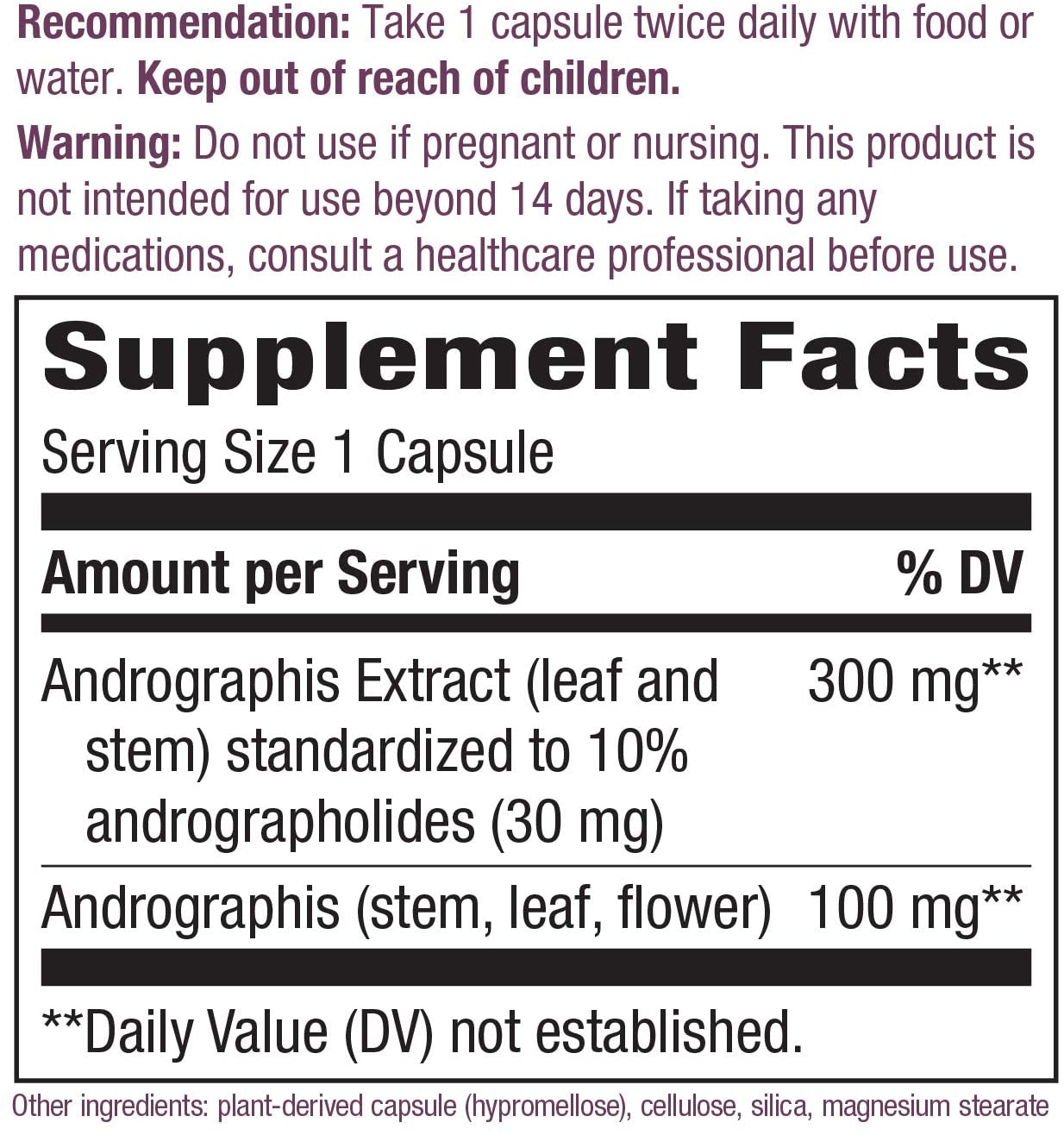 Andrographis Standardized 60 Veg Capsules by Nature's Way
