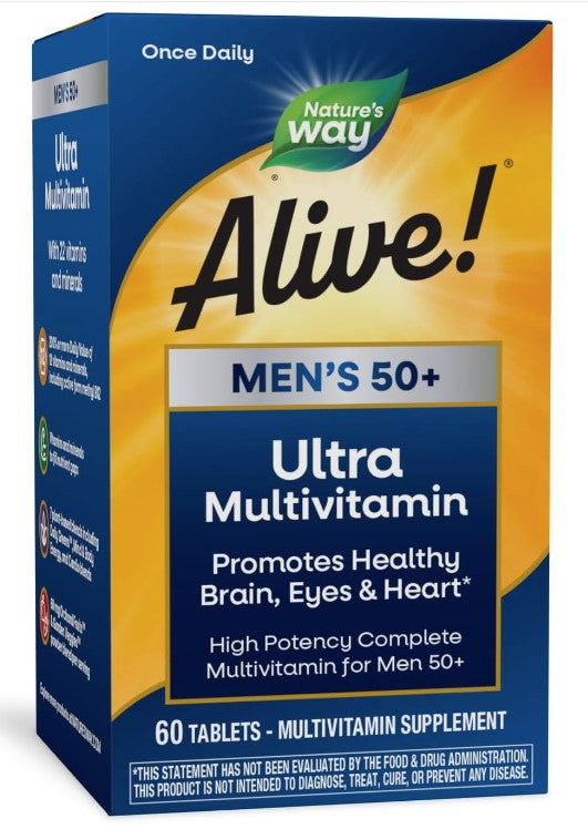 Alive! Once Daily Men's 50+ Ultra Potency Multi-Vitamin 60 Tablets