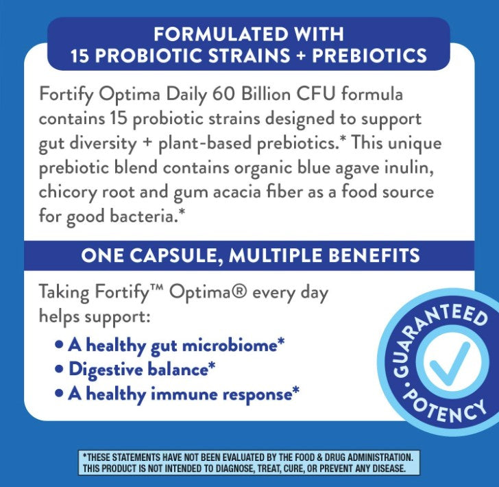 Fortify® Optima® Advanced Care 60 Billion Probiotic + Prebiotics, 30 Capsules, by Nature's Way