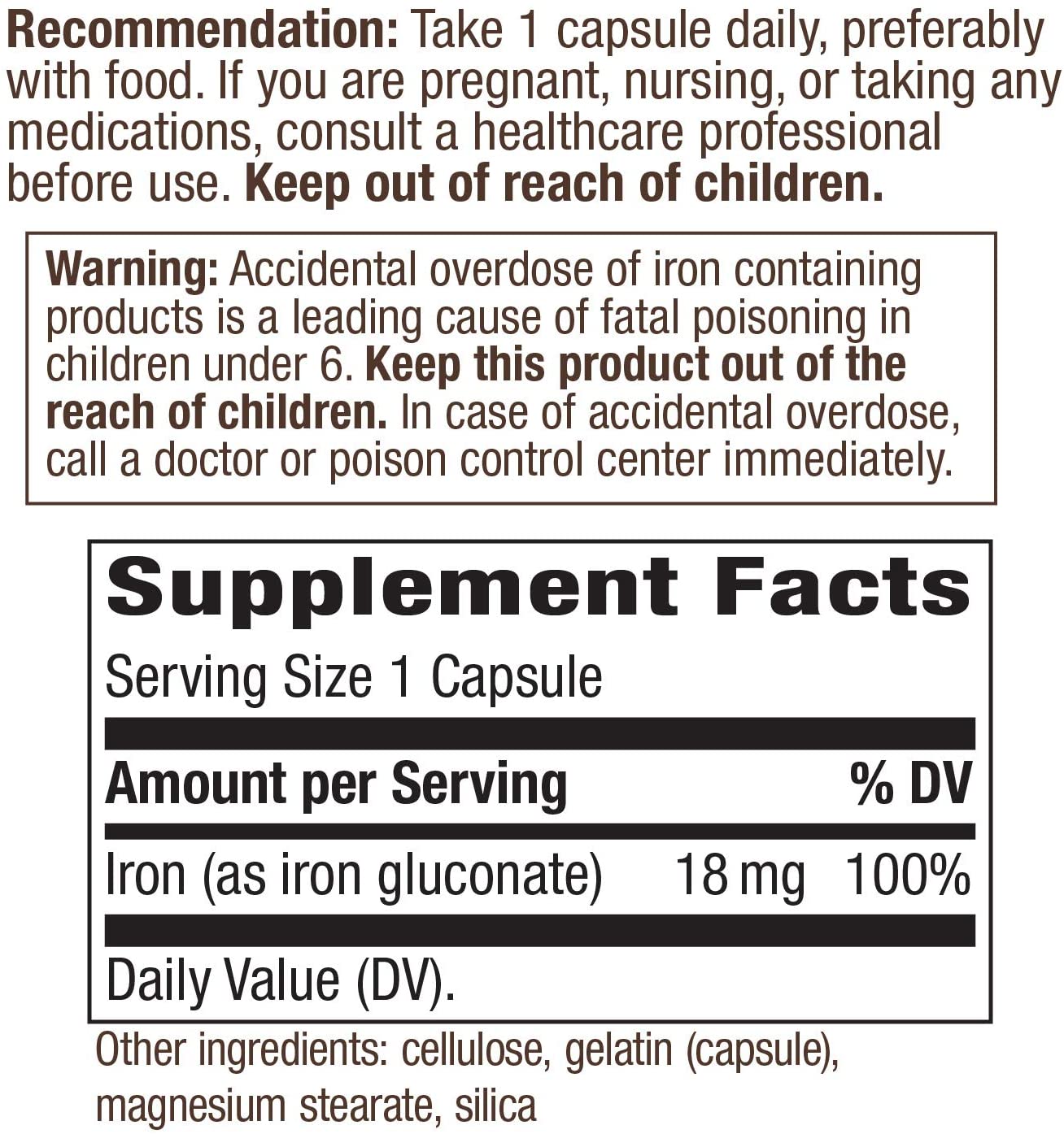 Iron 18 mg 100 Capsules by Nature's Way