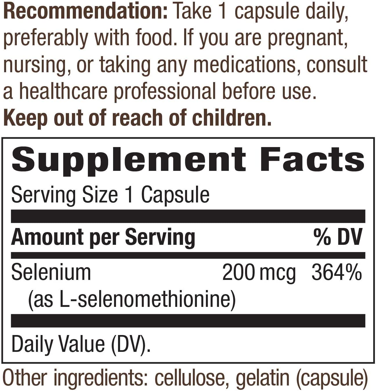 Selenium Yeast-Free 200 mcg 100 Capsules