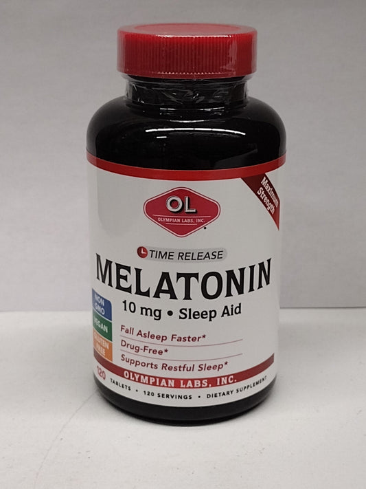 Melatonin Time Release 10 mg 120 Tablets, by Olympian Labs