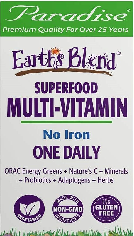 Paradise Herbs, Earth's Blend, One Daily Superfood Multi-Vitamin, No Iron, 30 Vegetarian Capsules