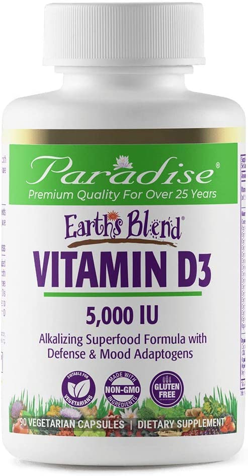 Paradise Herbs, Earth's Blend, Vitamin D3, 5,000 IU, 90 Vegetarian Capsules