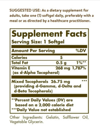 Vitamin E Mixed 268mg 400 IU 50 Softgels