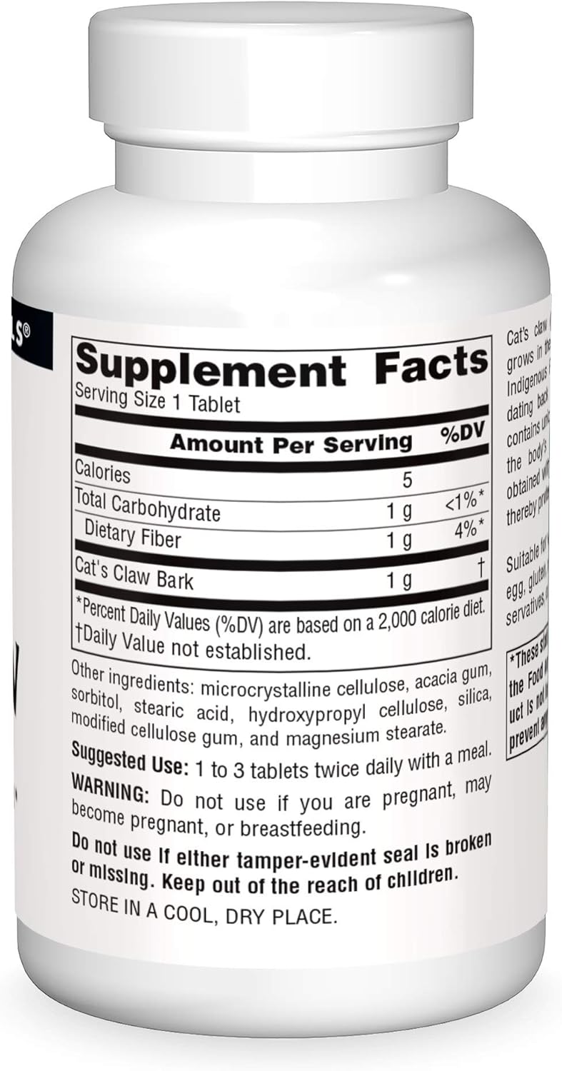 Cat's Claw Bark 1000mg 60 Tabs by Source Naturals