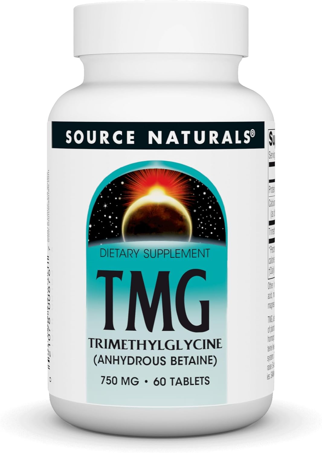 TMG 750mg Trimethylglycine (Anhydrous Betaine) - 60 Tablets by Source Naturals