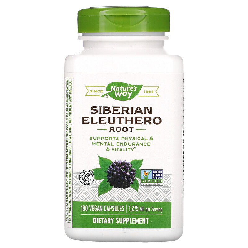 Siberian Eleuthero, Root, 425 mg, 180 Vegan Capsules by Nature's Way