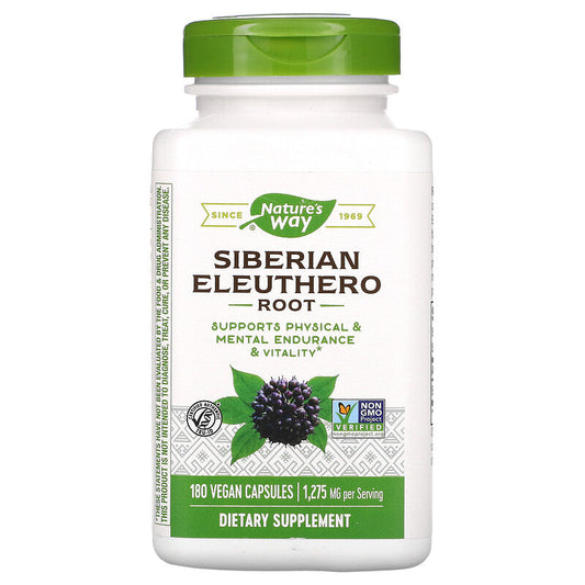 Siberian Eleuthero, Root, 425 mg, 180 Vegan Capsules by Nature's Way