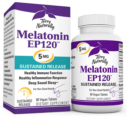 Terry Naturally Melatonin EP120 5 mg Sustained Release - 60 Vegan Tablets, by EuroPharma