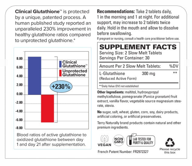 Terry Naturally Clinical Glutathione 60 Slow-Melt Tablets