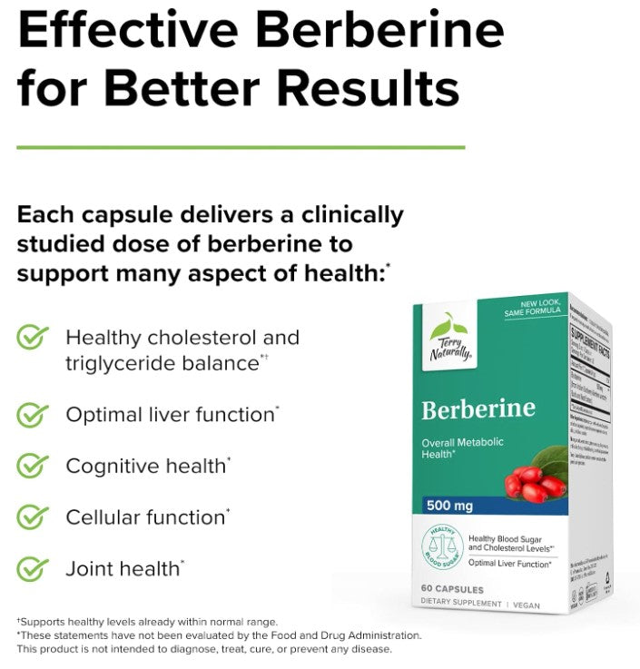 Terry Naturally Berberine 500 mg, 60 Capsules, by Europharma