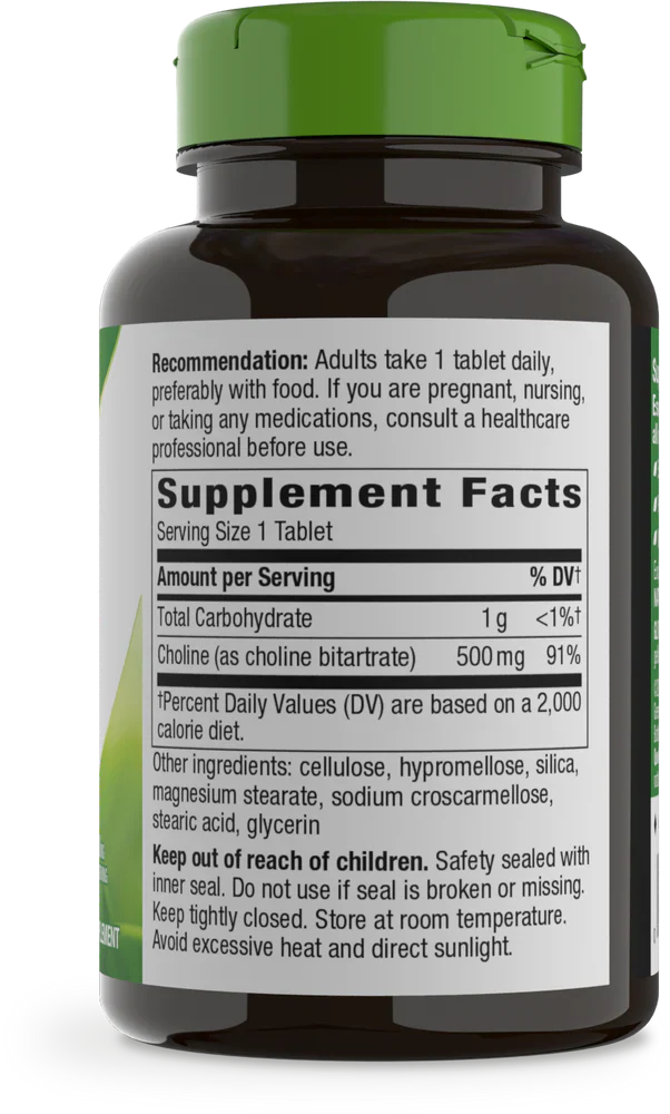 Choline 500 mg 100 Tablets by Nature's Way