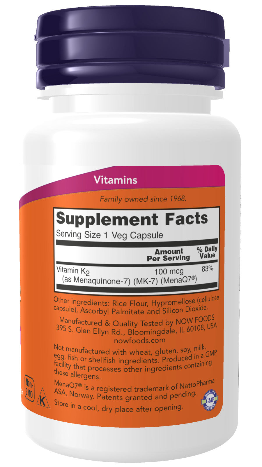 MK-7 Vitamin K-2 100 mcg 60 Veg Capsules