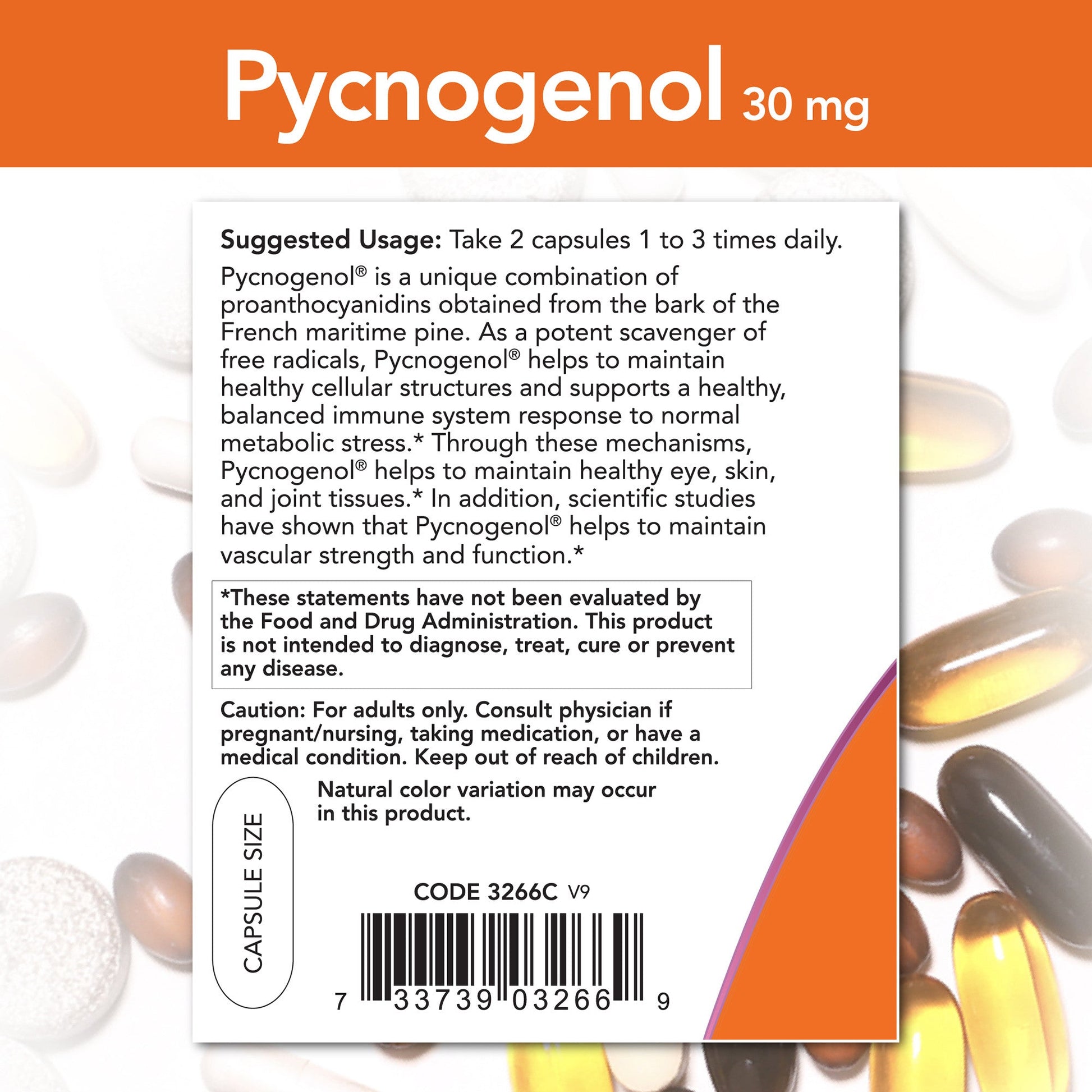 Pycnogenol 30 mg 150 Veg Capsules | By Now Foods - Best Price