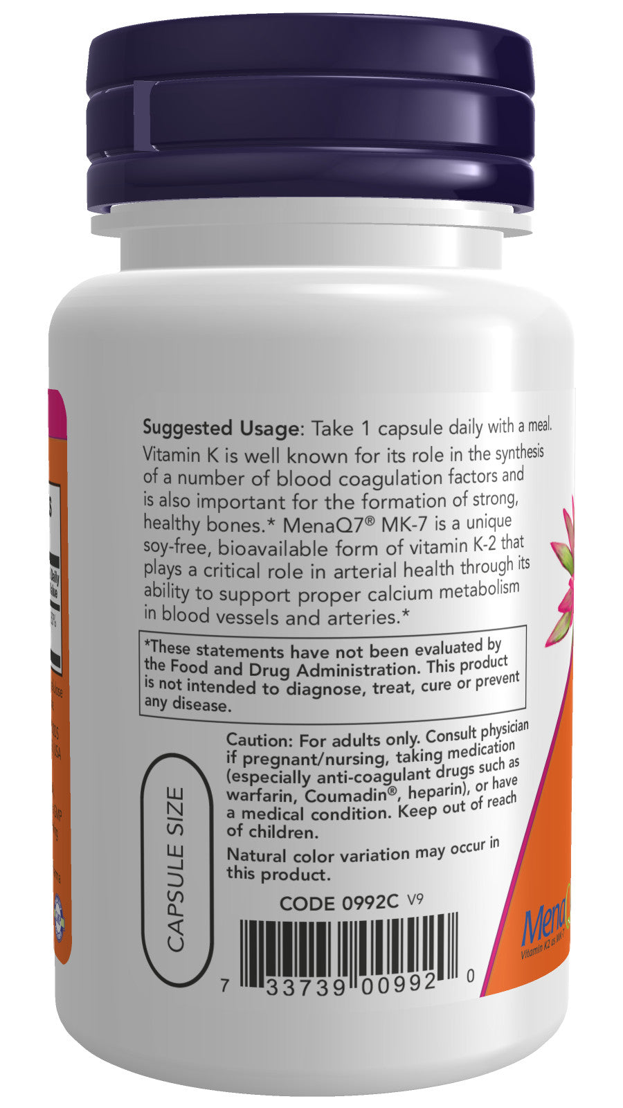 MK-7 Vitamin K-2 100 mcg 60 Veg Capsules