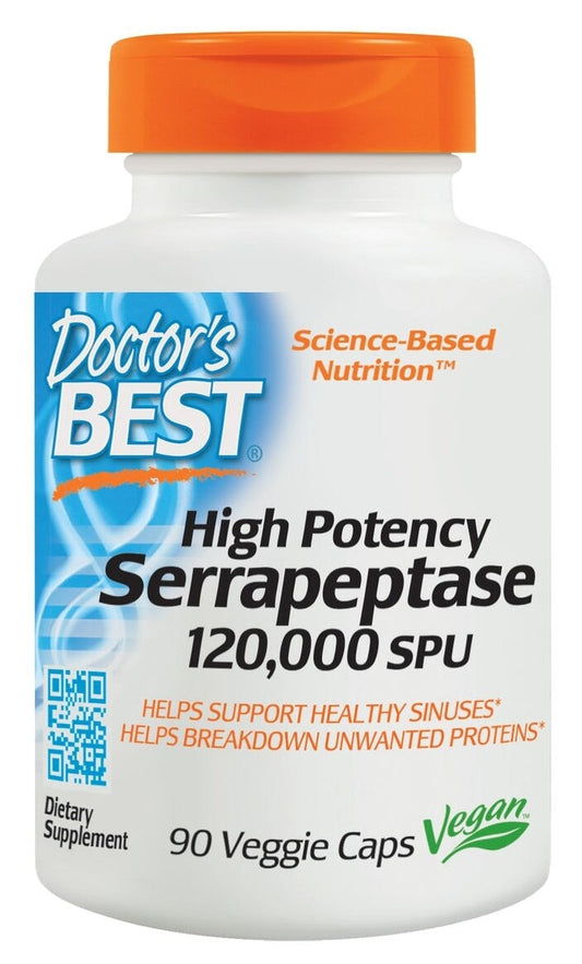 High Potency Serrapeptase 120,000 SPU 90 Veggie Caps