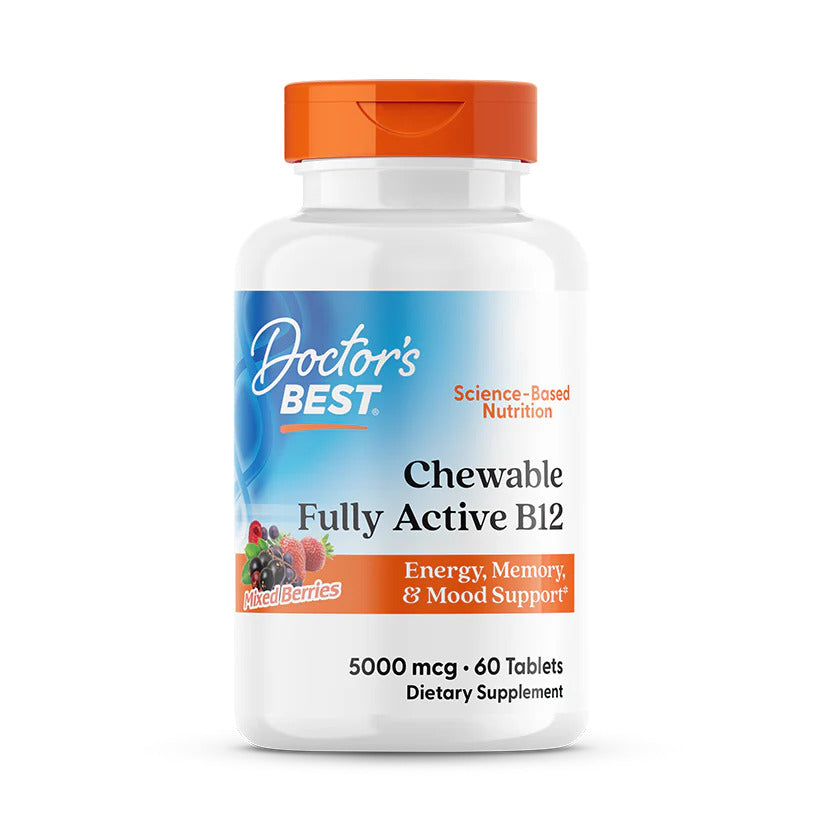 Chewable Fully Active B12 5000 mcg 60 Tablets Mixed Berries Flavor by Doctor's Best