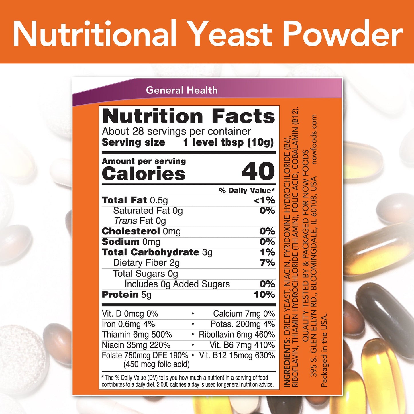 Nutritional Yeast Powder 10 oz (284 g) | By Now Foods - Best Price