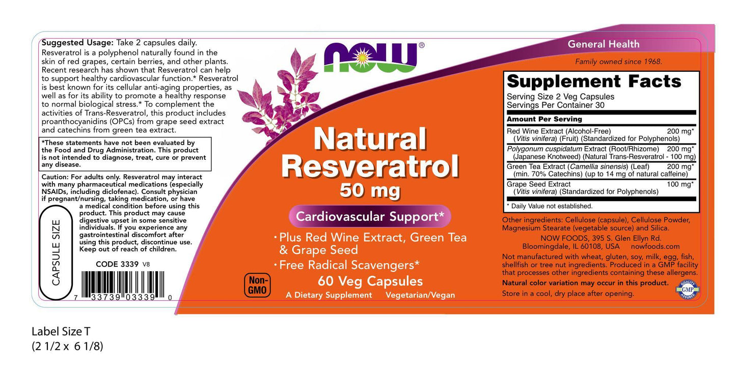 Natural Resveratrol 50 mg 60 Veg Capsules