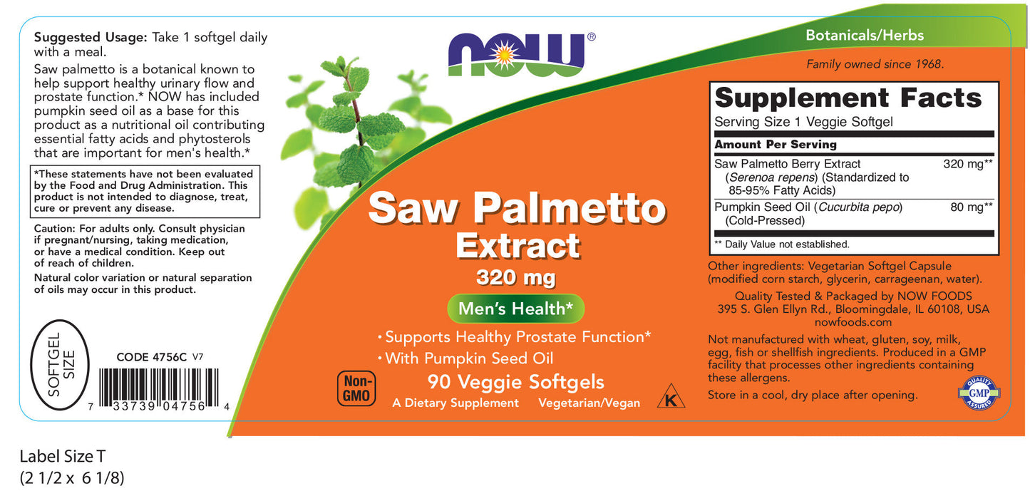 Saw Palmetto Extract 320 mg 90 Veggie Softgels