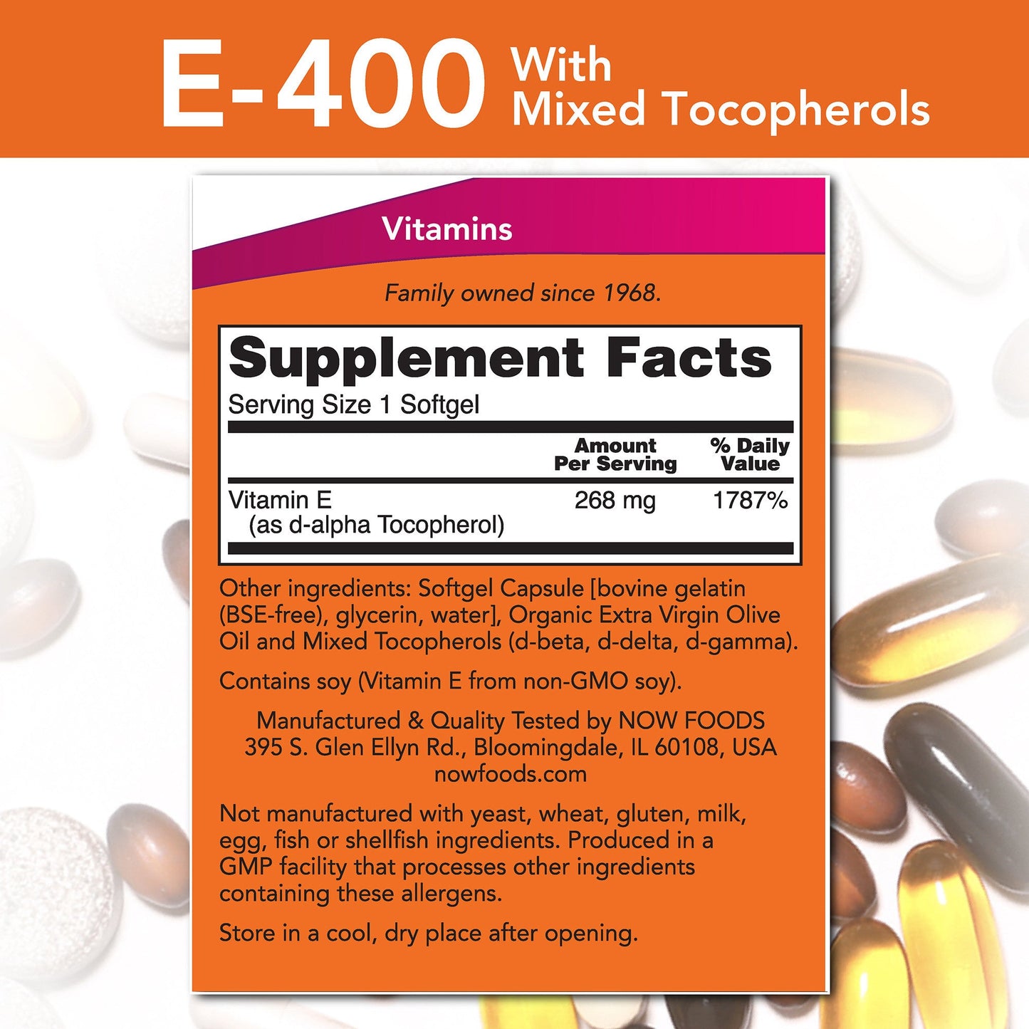 Natural E-400 with Mixed Tocopherols 250 Softgels