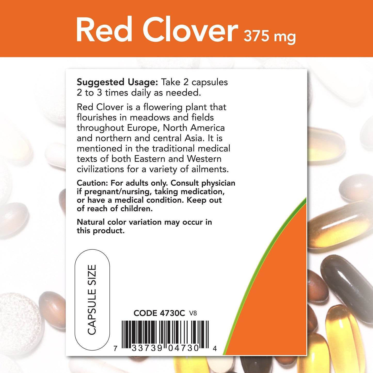 Red Clover 375 mg 100 Capsules | By Now Foods - Best Price