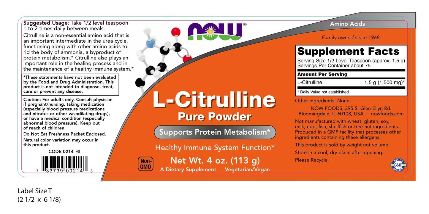 L-Citrulline Pure Powder 4 oz (113 g)