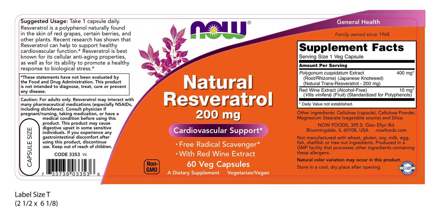 Natural Resveratrol 200 mg 60 Veg Capsules