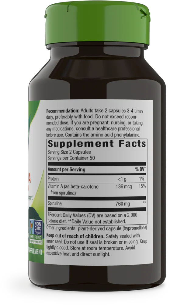 Spirulina Micro-Algae 380 mg 100 Vegetarian Capsules by Nature's Way
