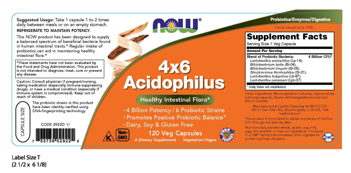 4 x 6 Acidophilus 120 Veg Capsules