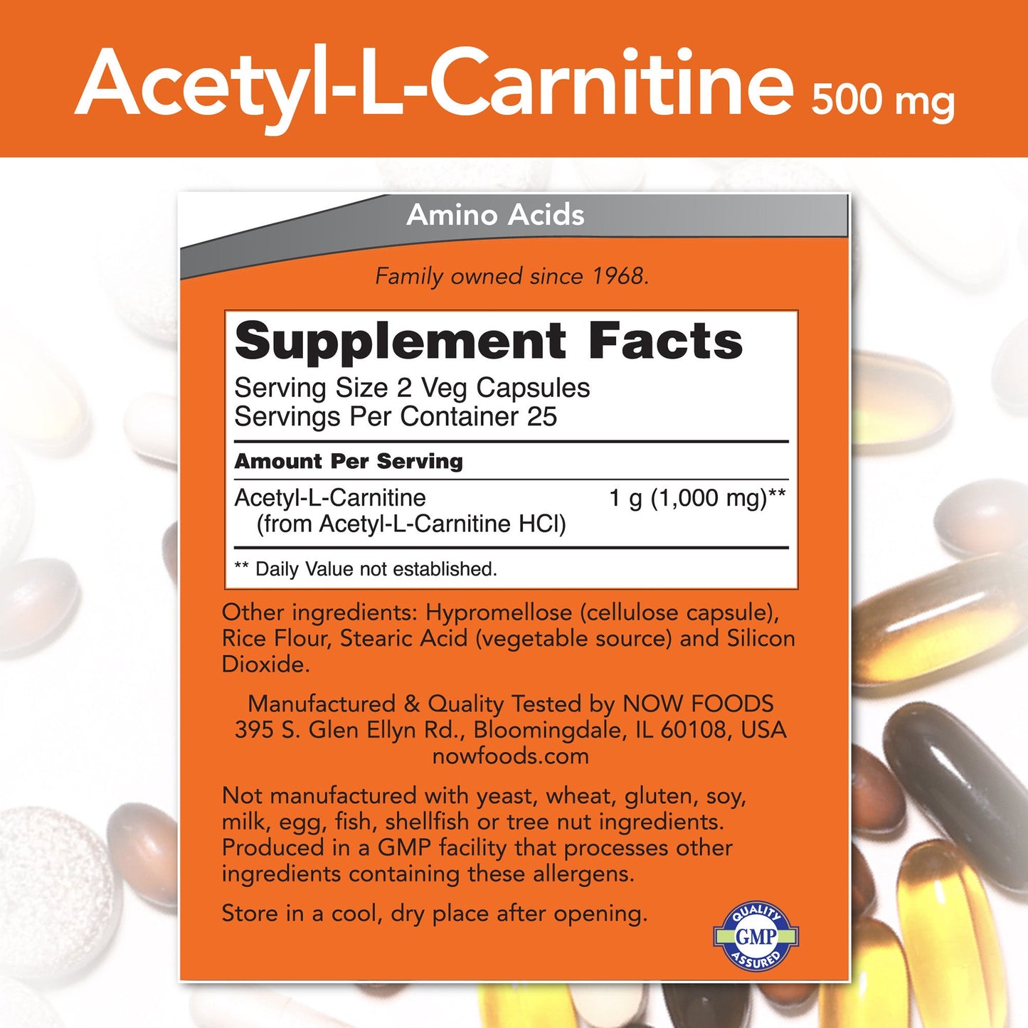 Acetyl-L-Carnitine 500 mg 50 Veg Capsules