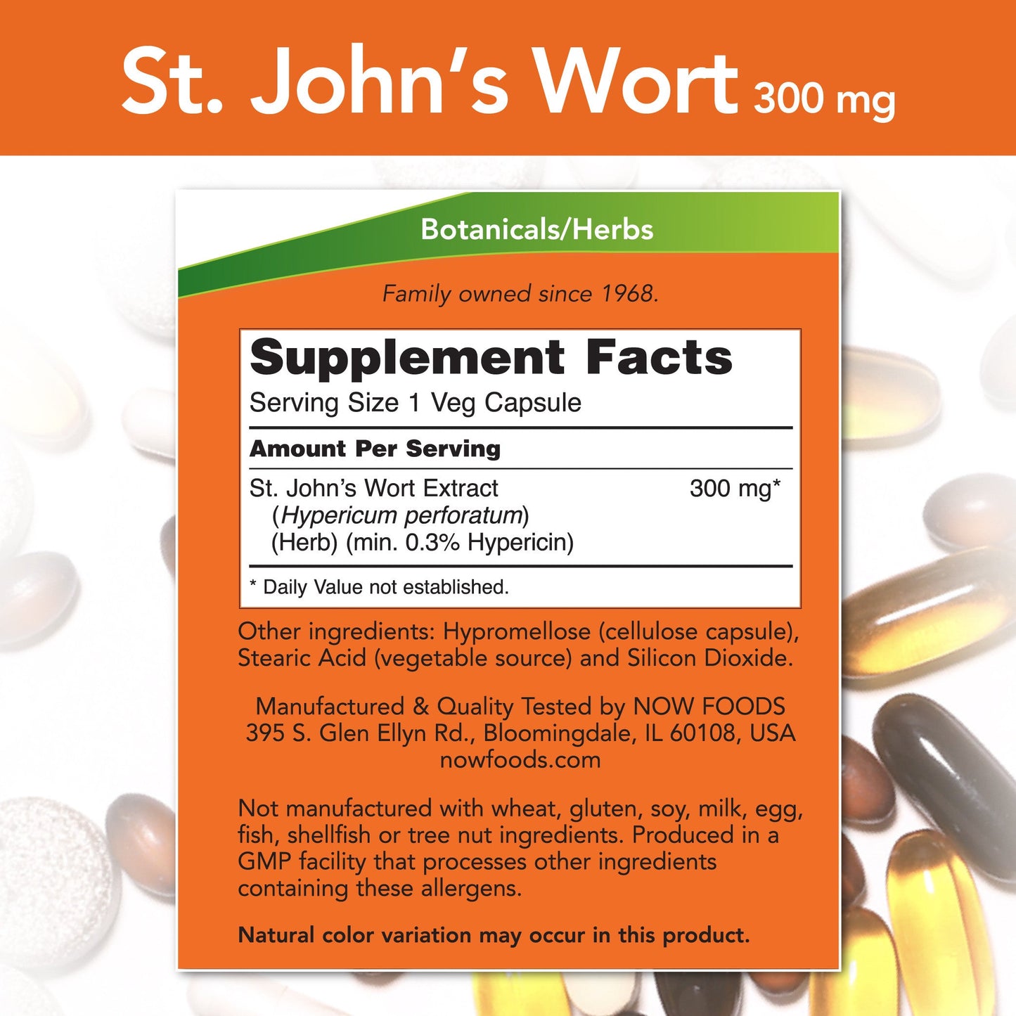 St. John's Wort Standardized Extract 300 mg 100 Veg Capsules