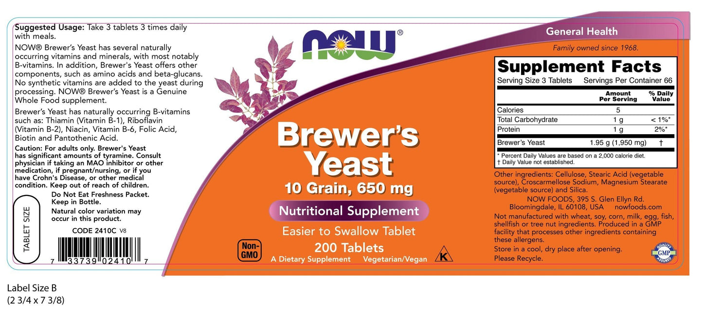 Brewer's Yeast 650 mg 200 Tablets