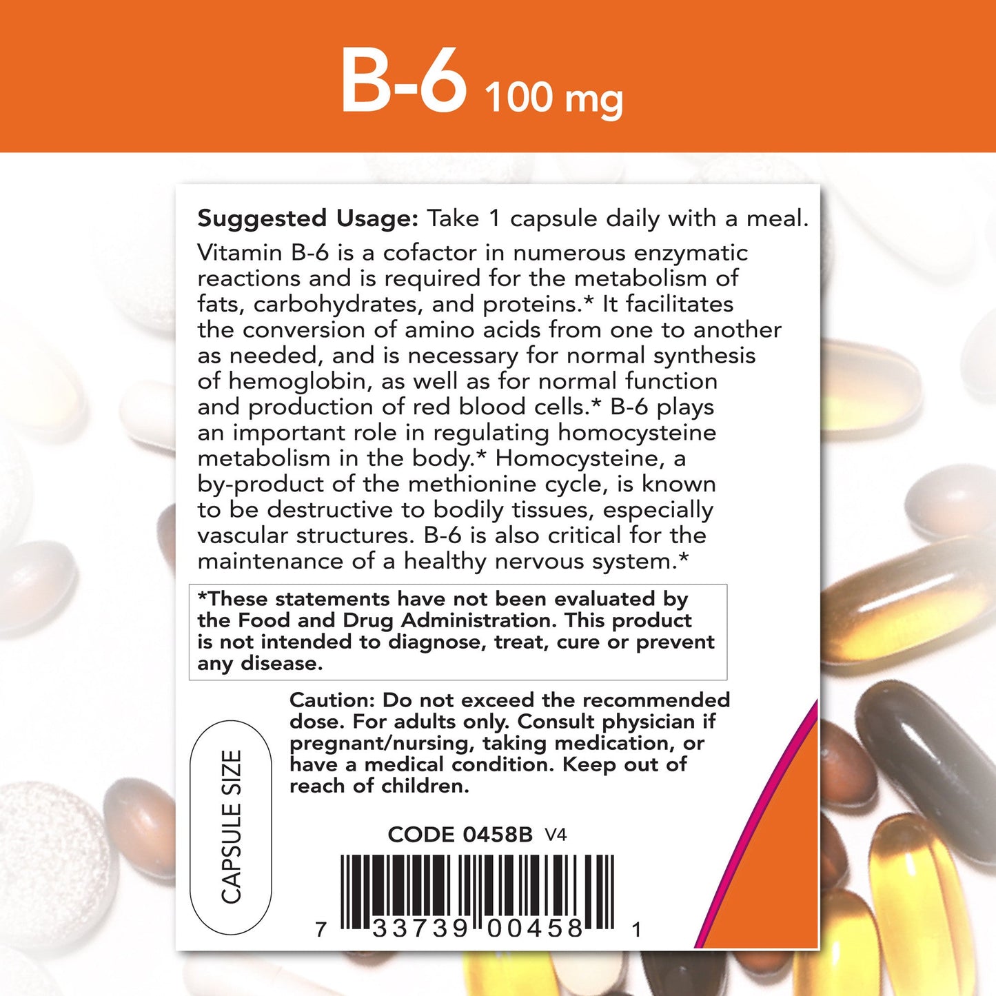 B-6 100 mg 250 Capsules