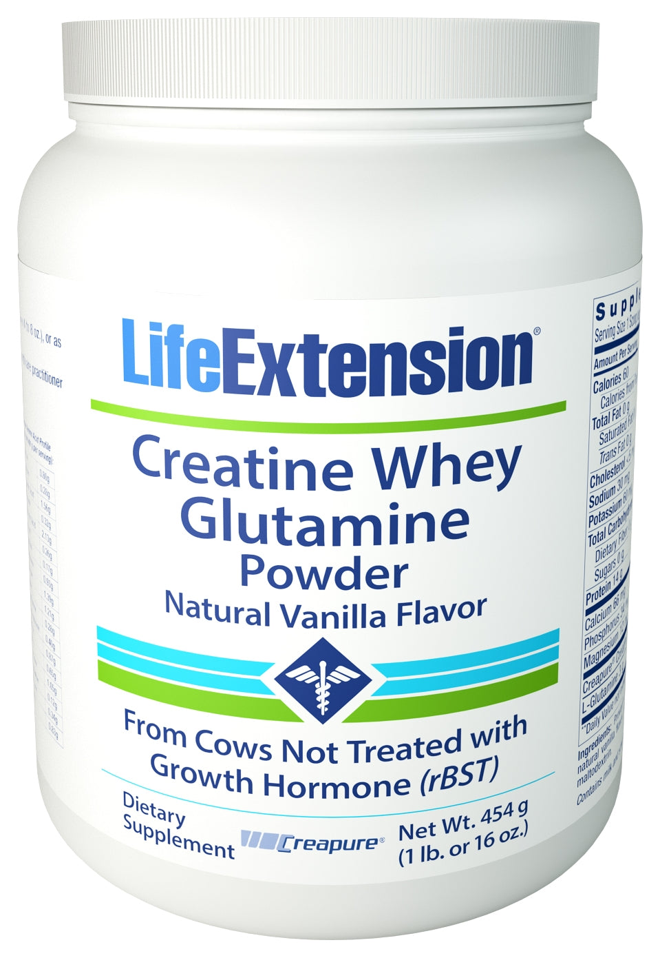 Creatine Whey Glutamine Powder Natural Vanilla Flavor 454 g (16 oz)