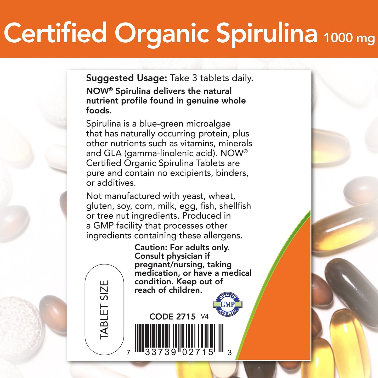 Spirulina Certified Organic 1000 mg 120 Tablets