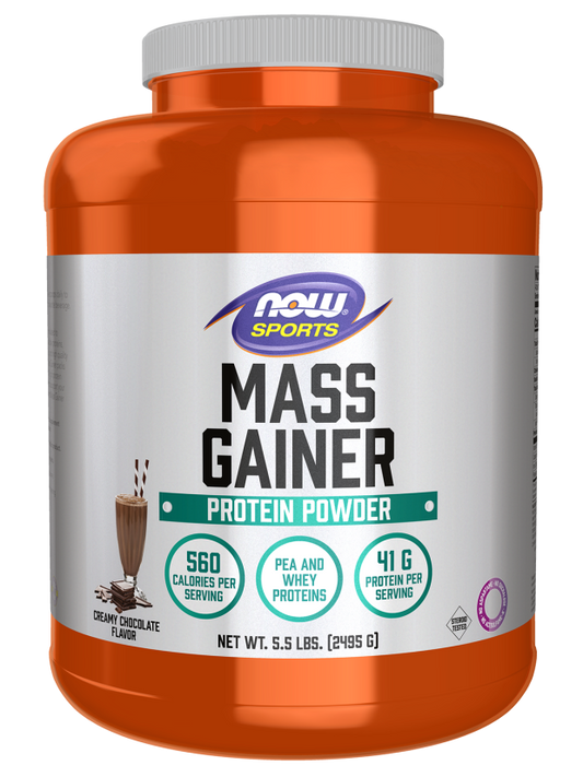 Mass Gainer Powder Creamy Chocolate Flavor 5.5 lbs (2.5 kg), NOW Foods
