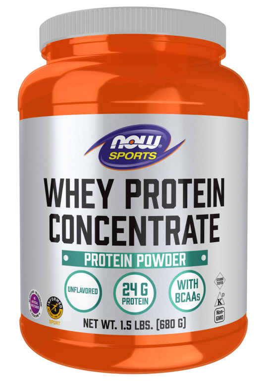 Whey Protein Concentrate Powder Unflavored 1.5 lb (680 g), NOW Sports