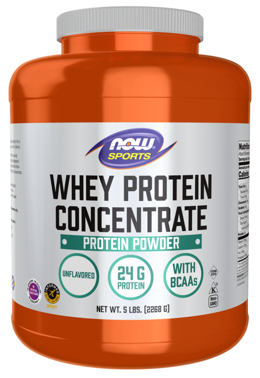 Whey Protein Concentrate Powder Unflavored 5 lb (2.3 kg), NOW Sports