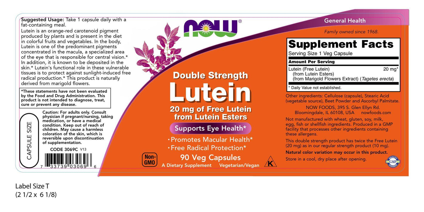 Lutein Double Strength 20 mg 90 Veg Capsules