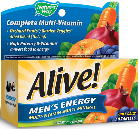 Alive! Men's Energy Multi-Vitamin Multi-Mineral Once Daily 50 Tablets