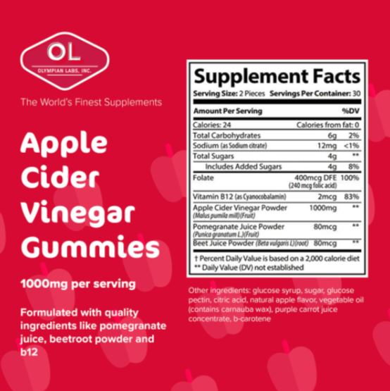 Apple Cider Vinegar Gummies 60 Gummies by Olympian Labs best price