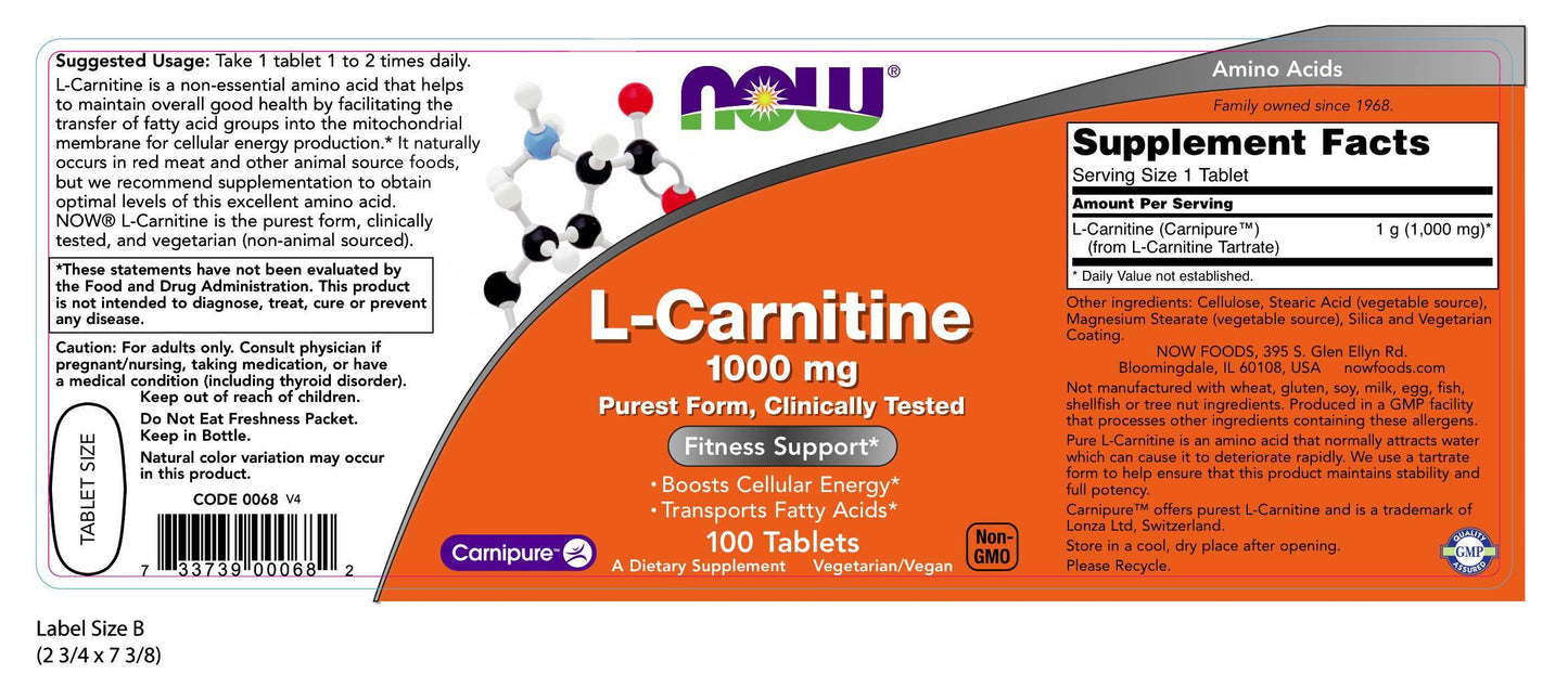 L-Carnitine 1000 mg 100 Tablets